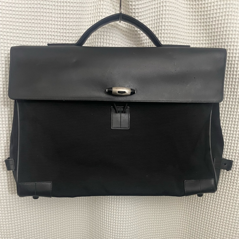 MONTBLANC Black Fabric and leather gusset made in italy